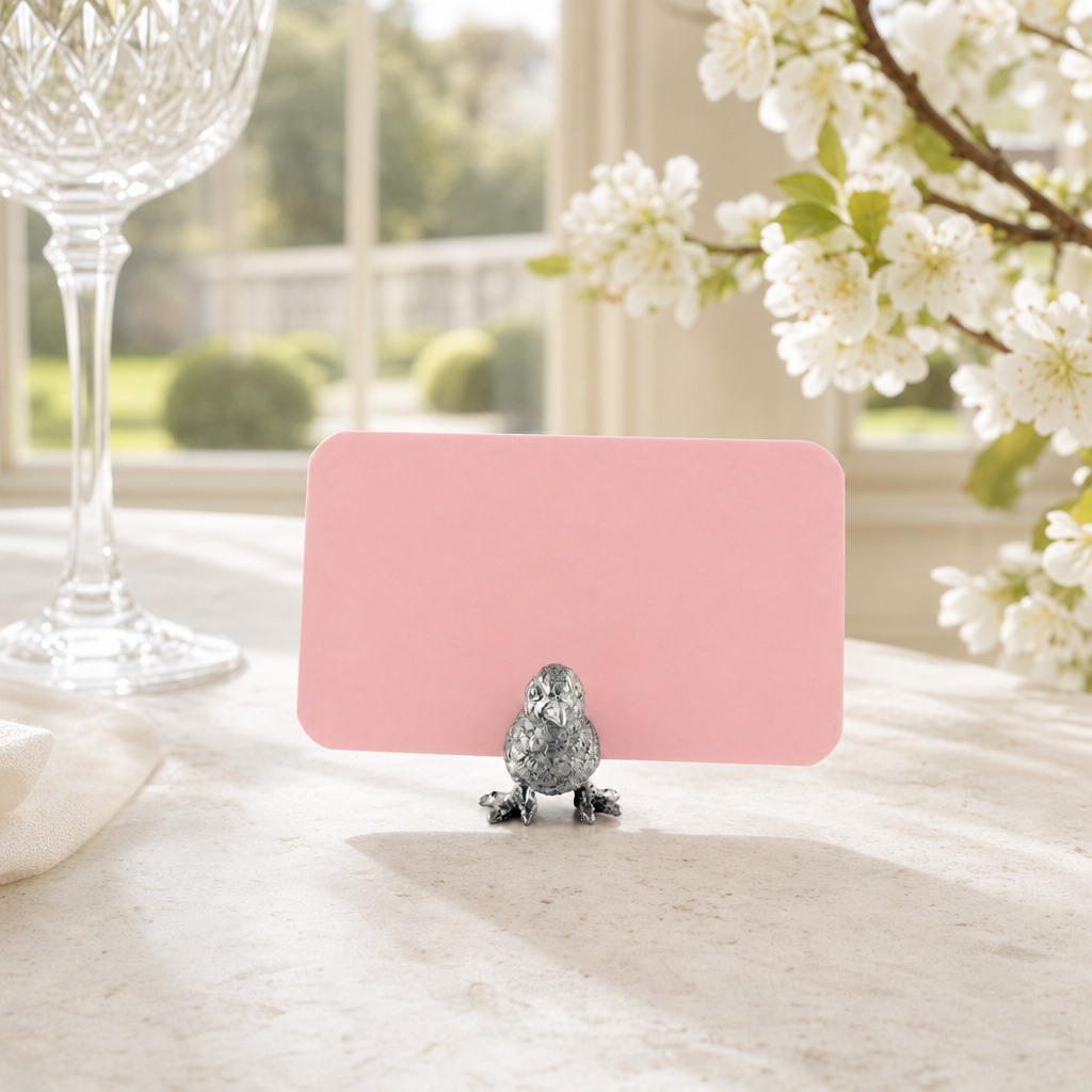 Pewter Song Bird Place Card Holder 2