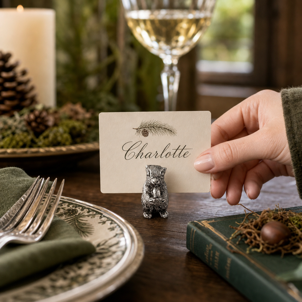 Pewter Squirrel Place Card Holder 6