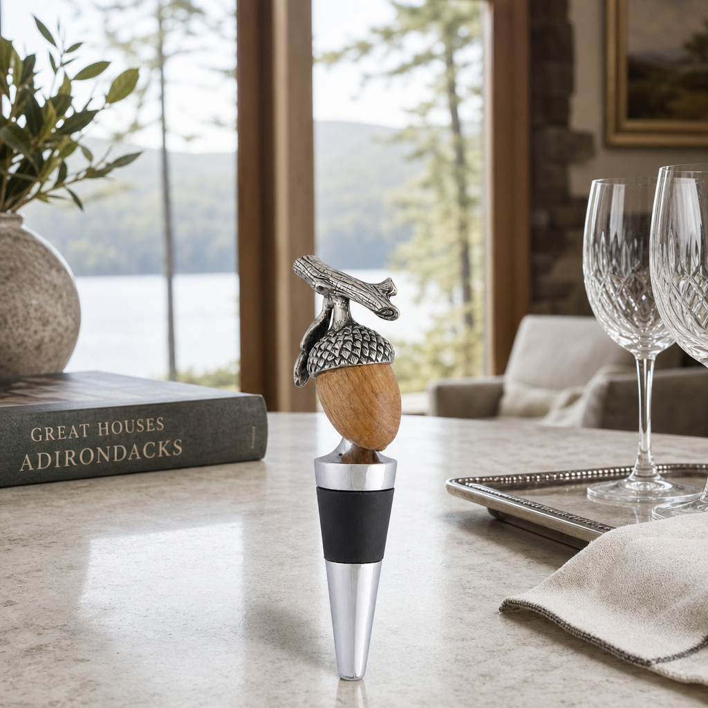 Pewter and Wood Acorn Bottle Stopper 4