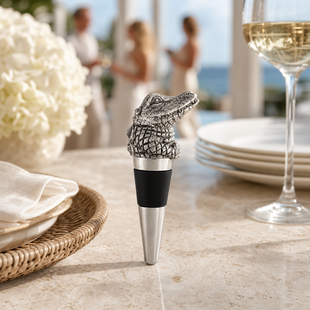 Pewter Alligator Bottle Stopper 4