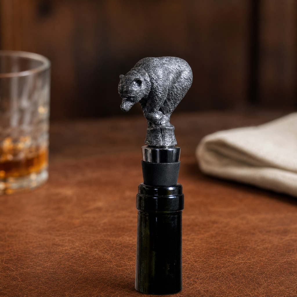 Pewter Bear Bottle Stopper 4
