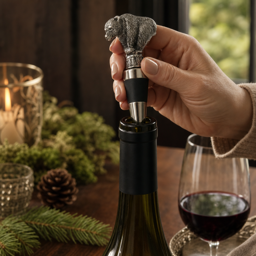 Pewter Bear Bottle Stopper 4