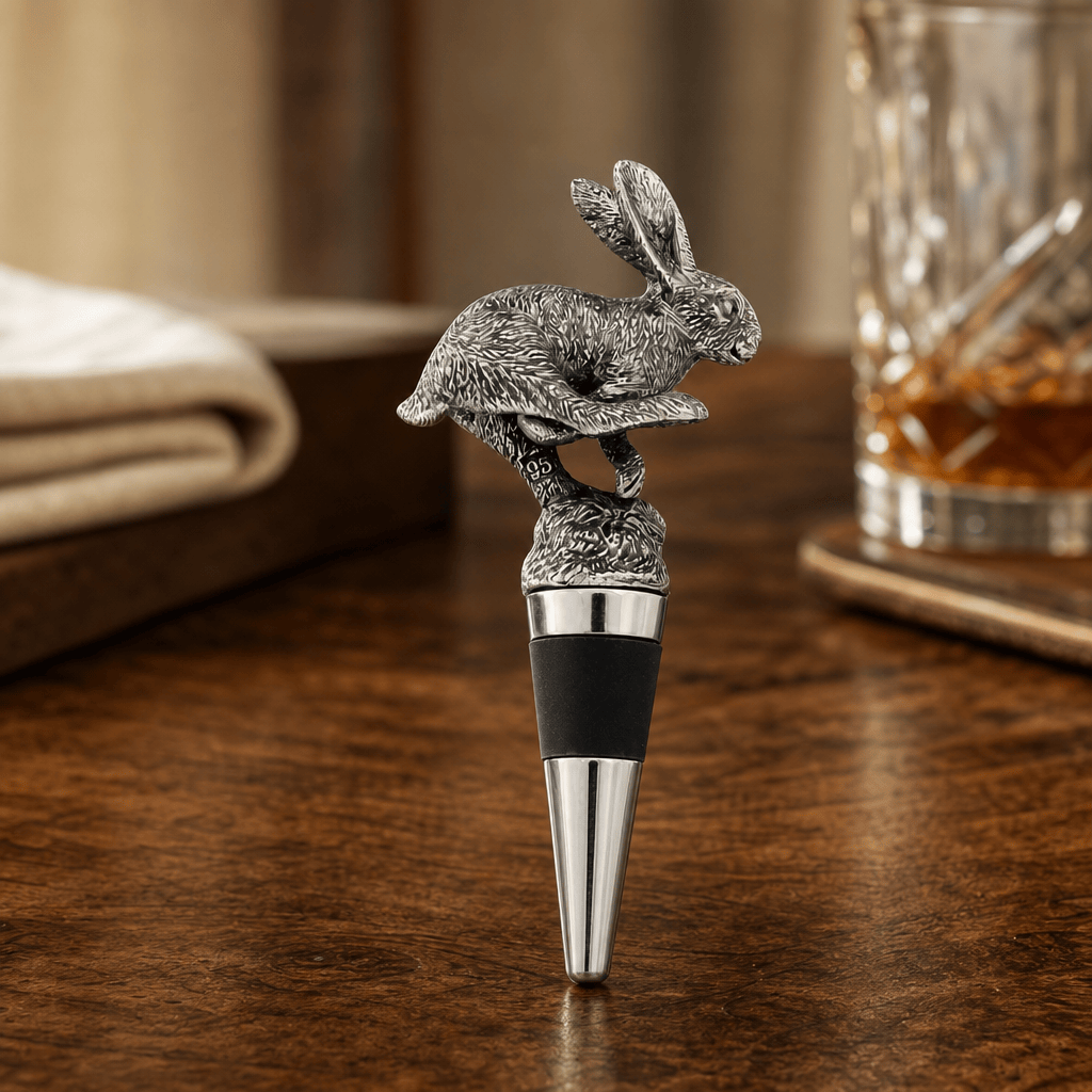 Pewter Jumping Hare Bottle Stopper 3