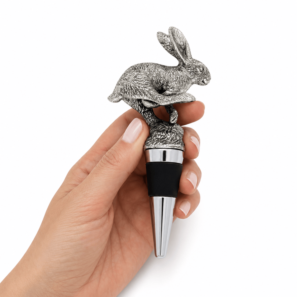 Pewter Jumping Hare Bottle Stopper 6