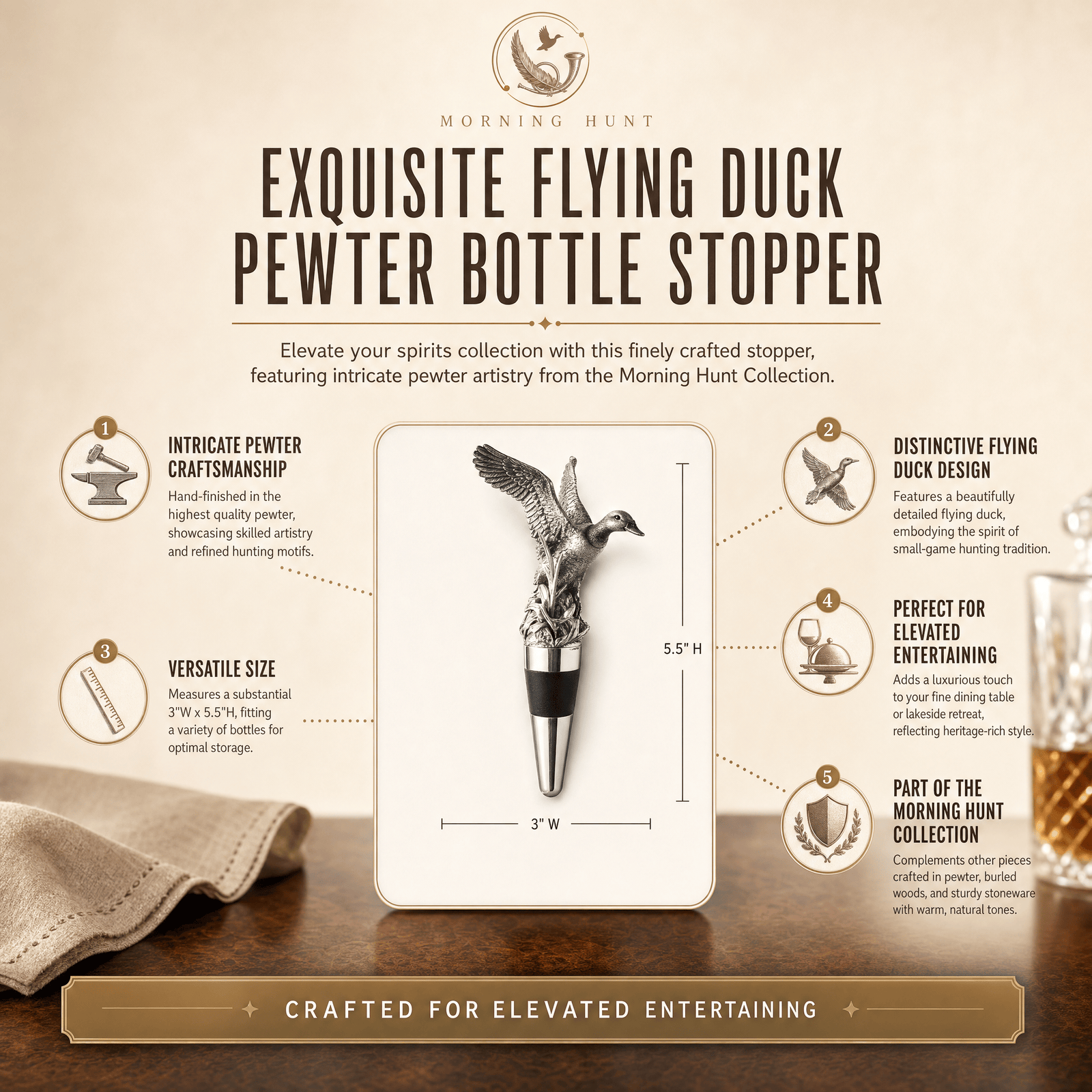 Pewter Flying Duck Bottle Stopper 7