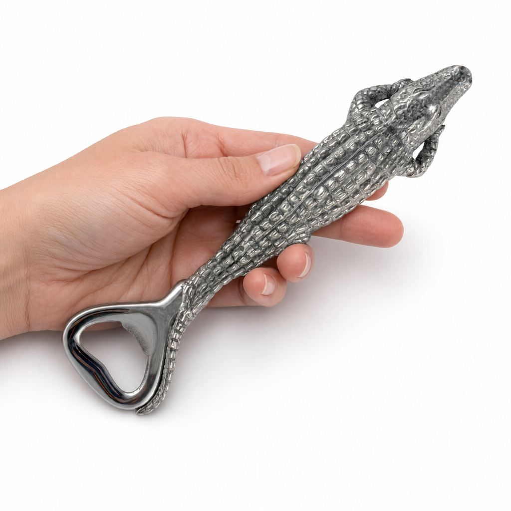 Pewter Alligator Handle Bottle Opener 11