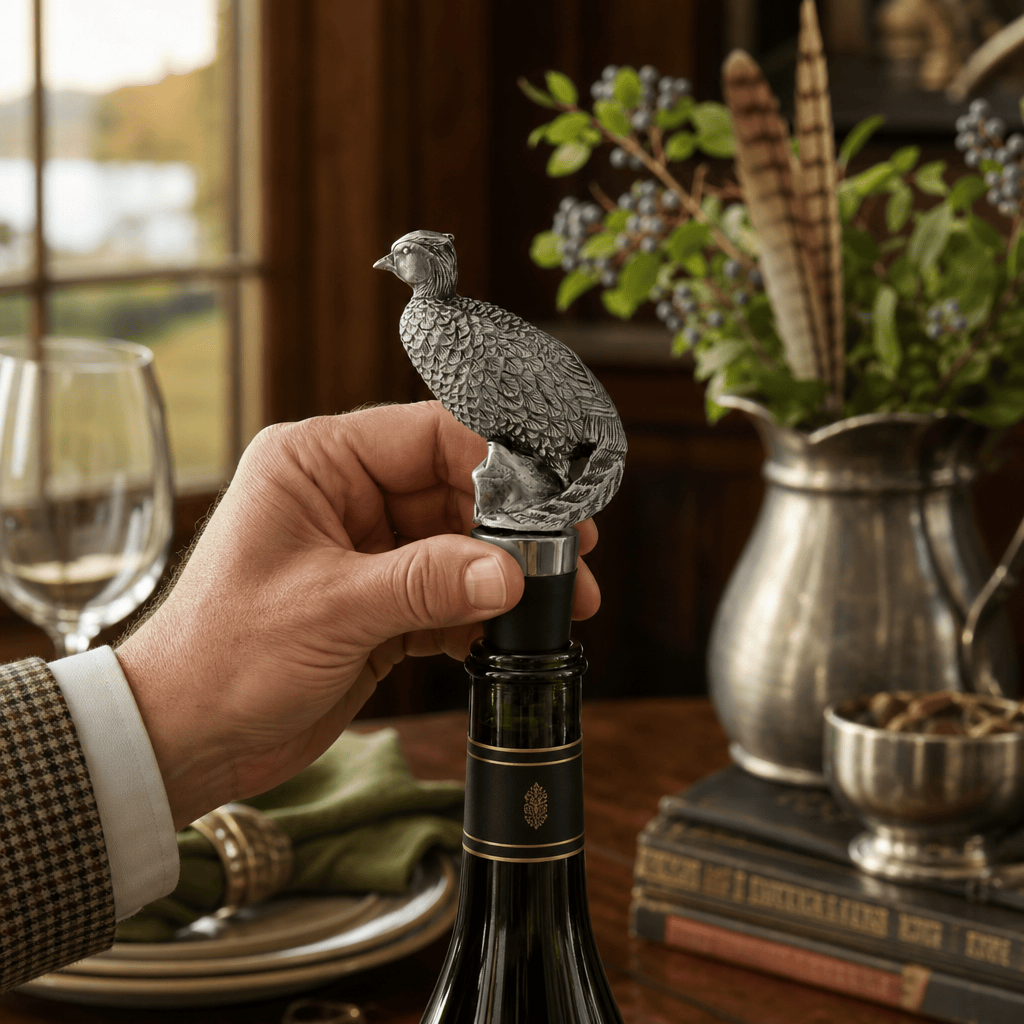 Pewter Pheasant Bottle Stopper 4
