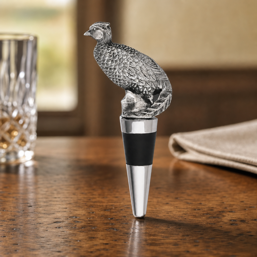 Pewter Pheasant Bottle Stopper 2