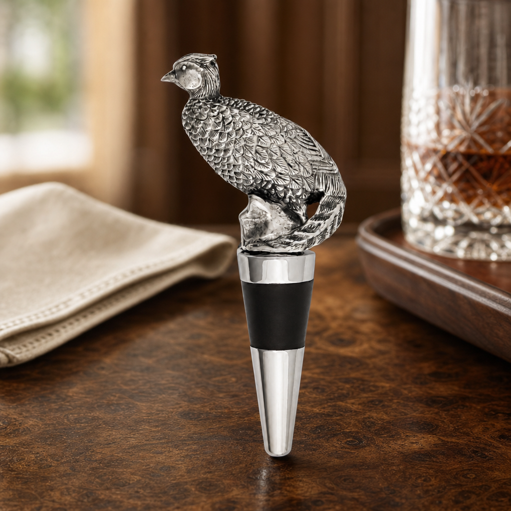 Pewter Pheasant Bottle Stopper 2