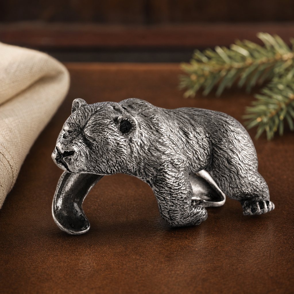 Pewter Sleeping Bear Napkin Ring 2