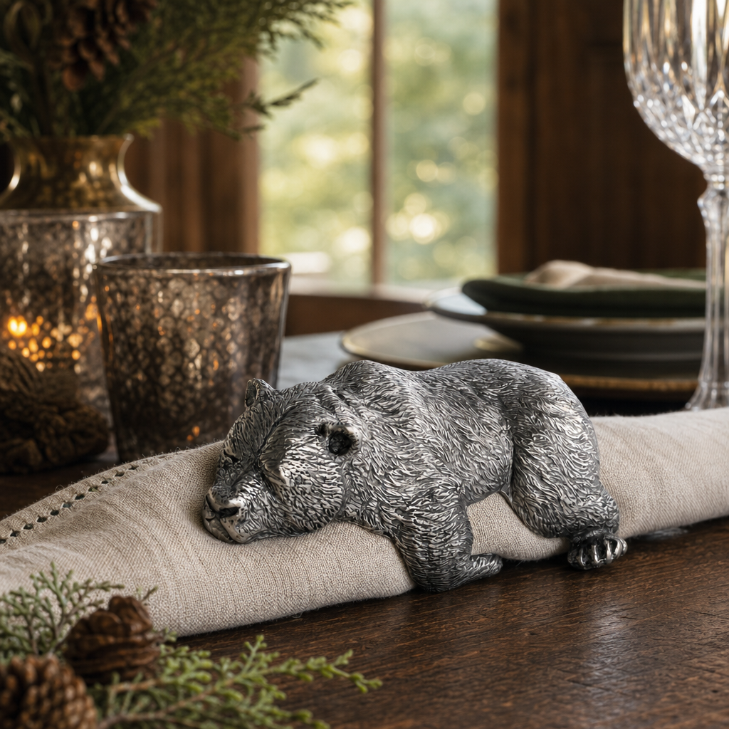 Pewter Sleeping Bear Napkin Ring 7