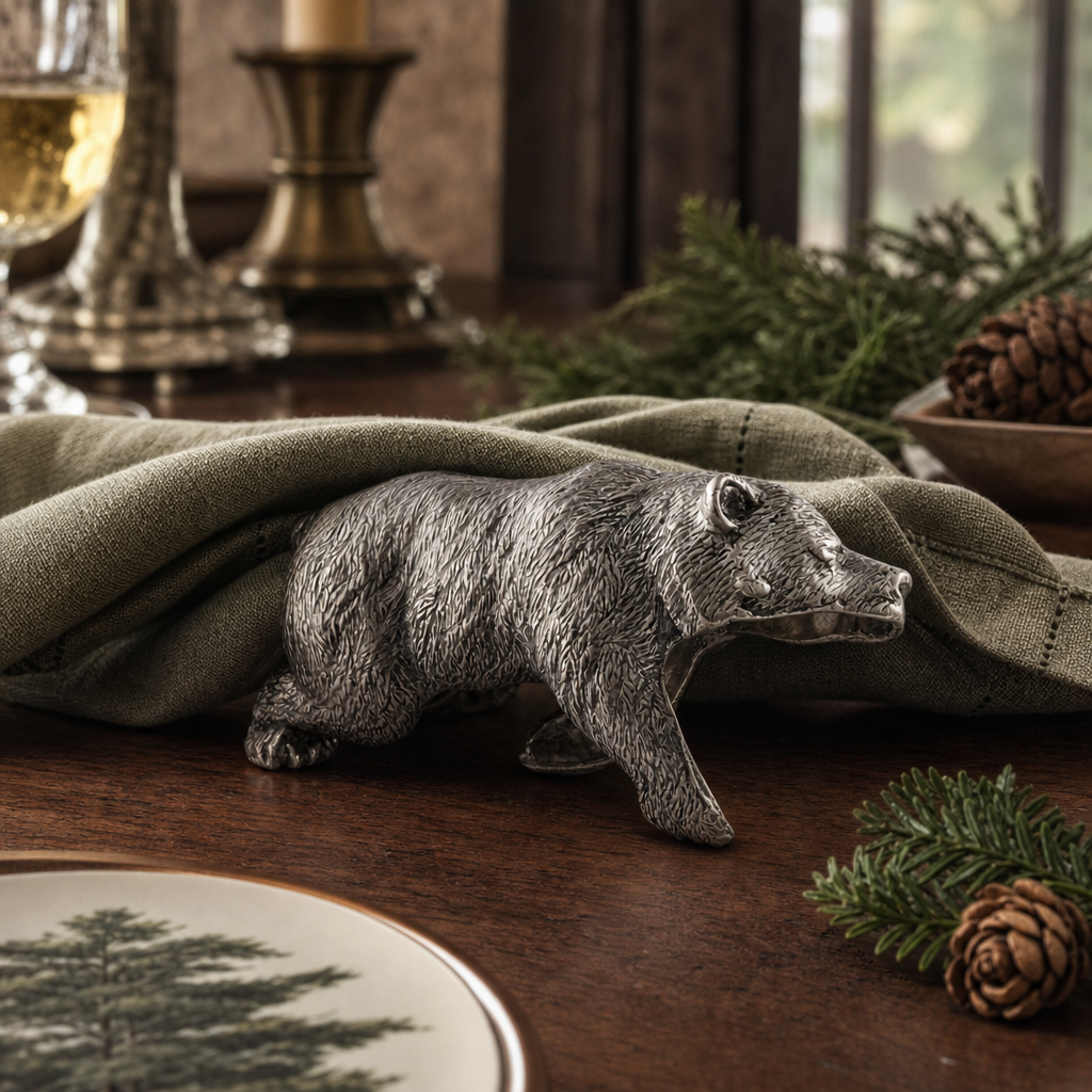 Pewter Sleeping Bear Napkin Ring 8
