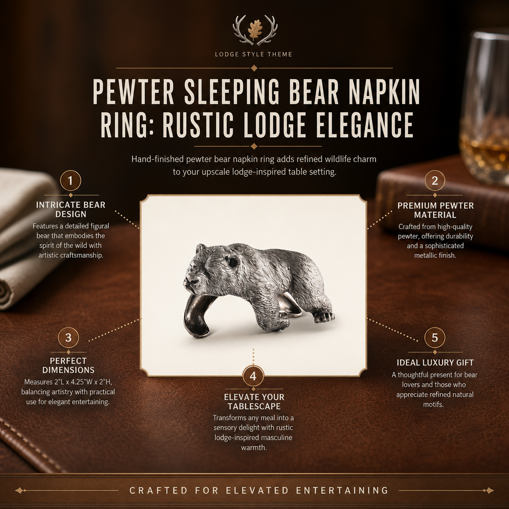 Pewter Sleeping Bear Napkin Ring 11