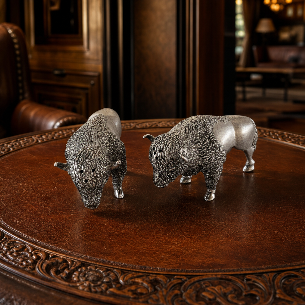 Pewter Bison Salt & Pepper Set 7