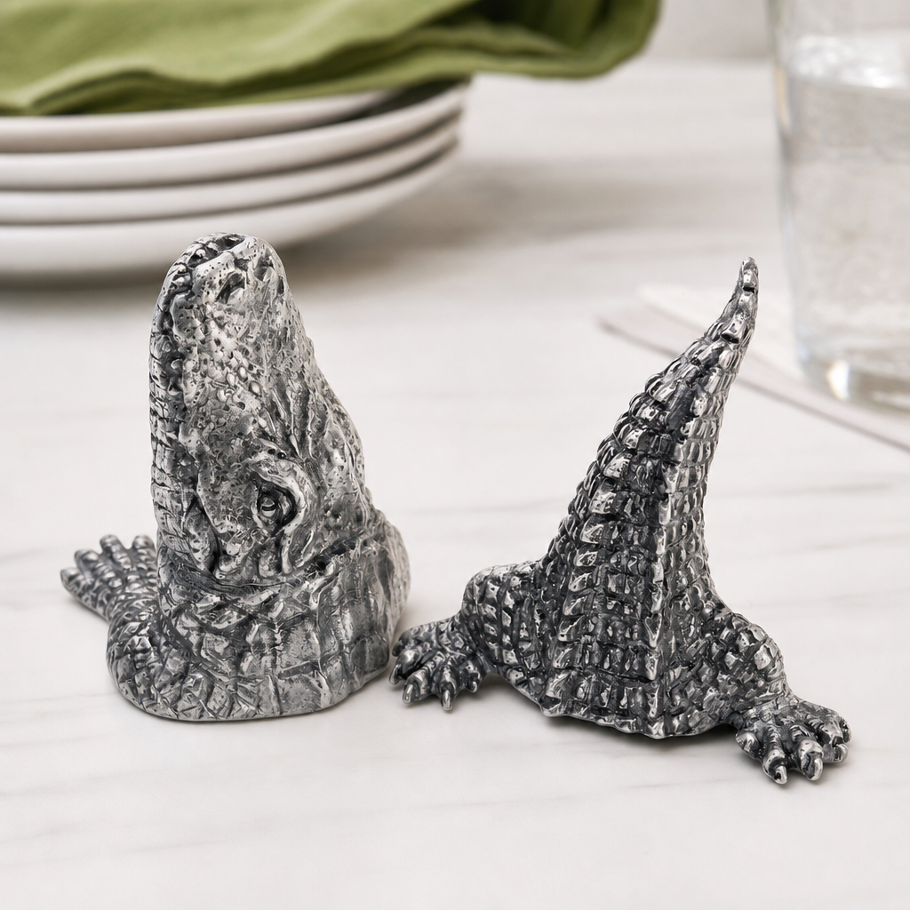 Pewter Alligator Salt & Pepper Set 10