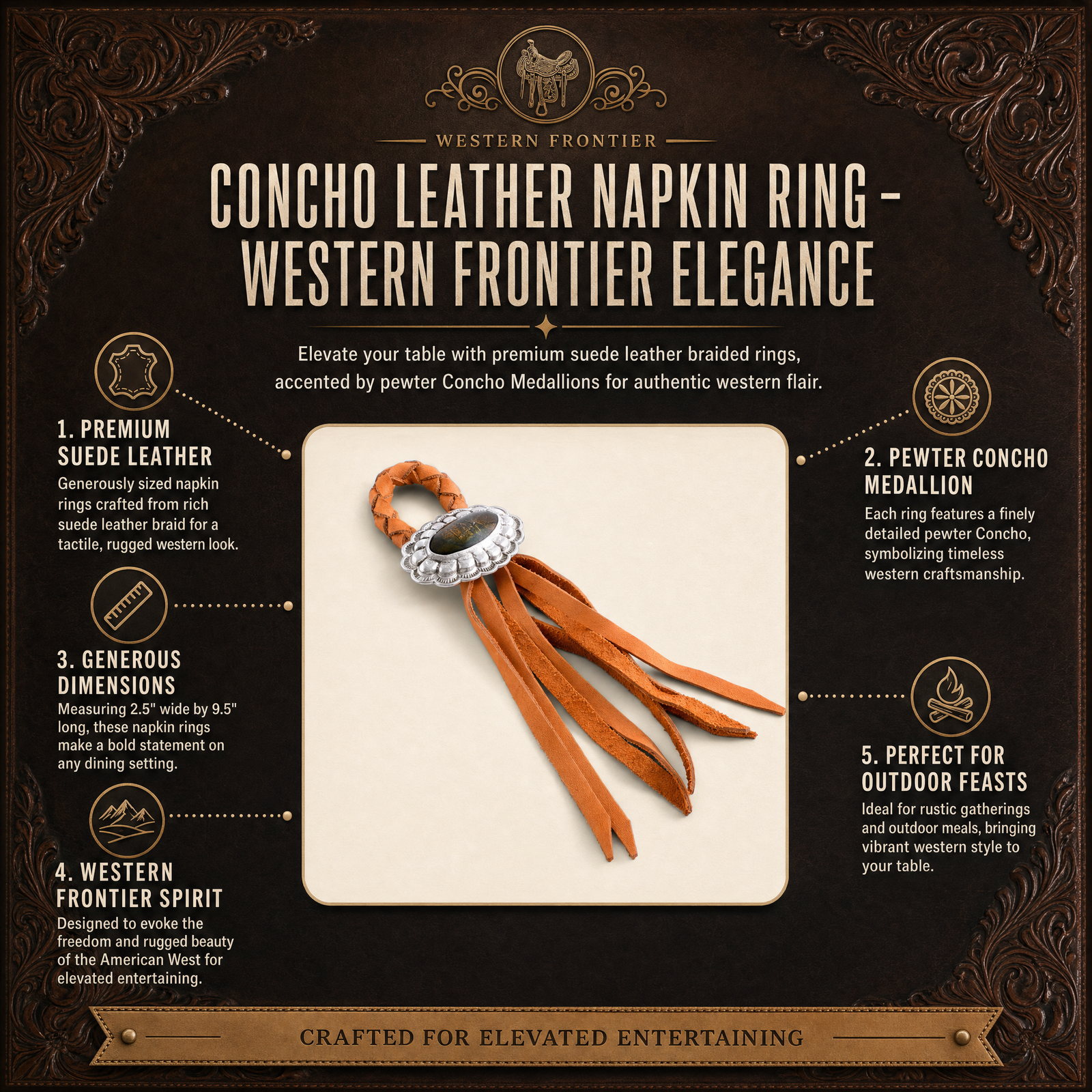Concho Leather Napkin Ring 9