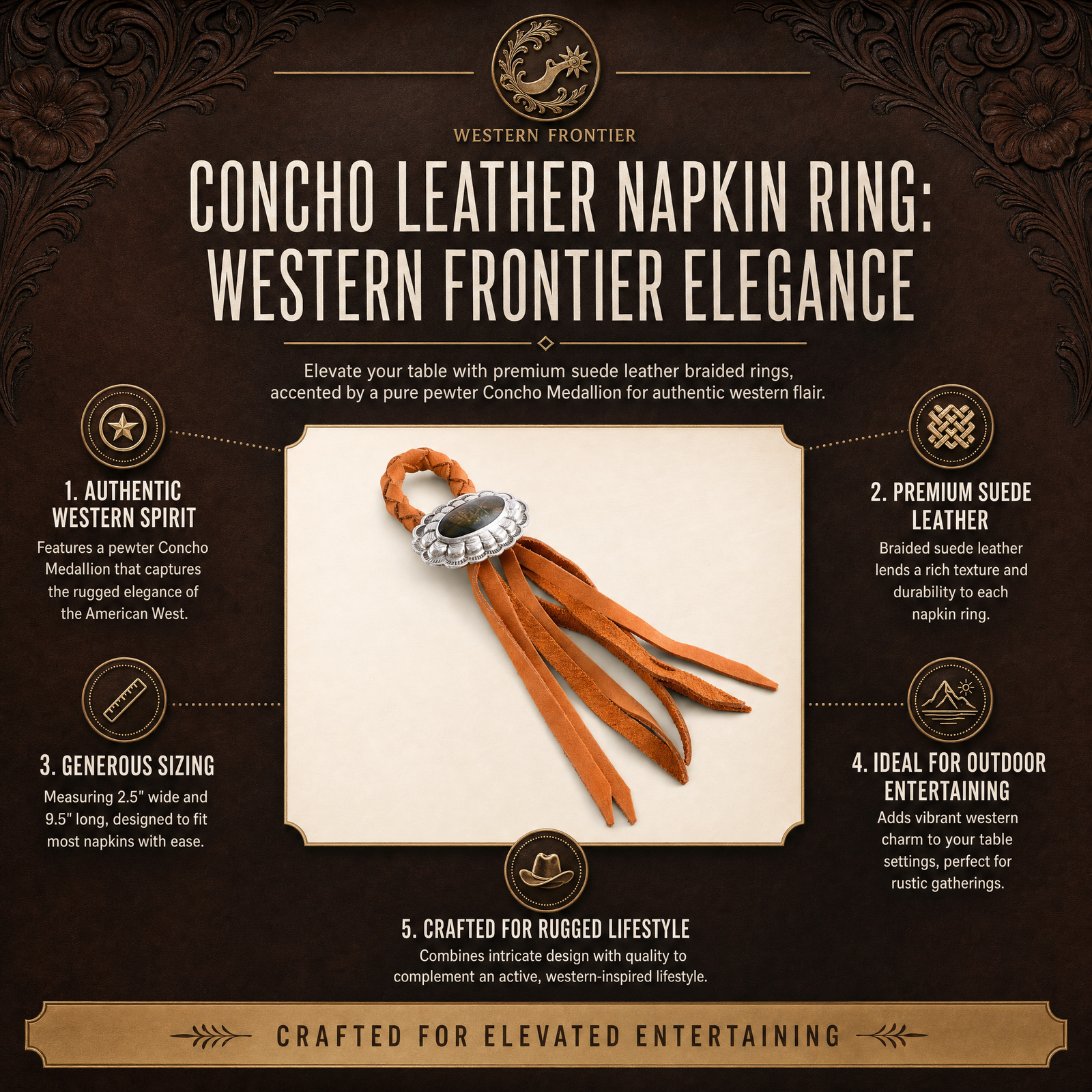 Concho Leather Napkin Ring 9