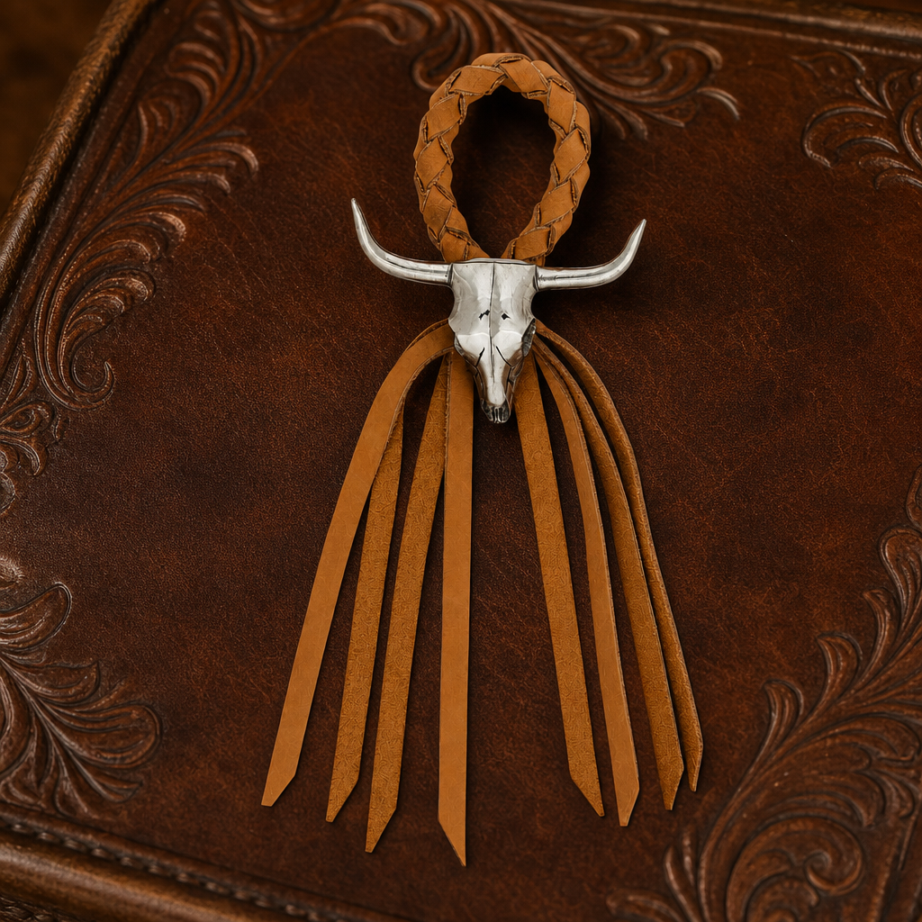 Long Horn Skull Leather Napkin Ring 2