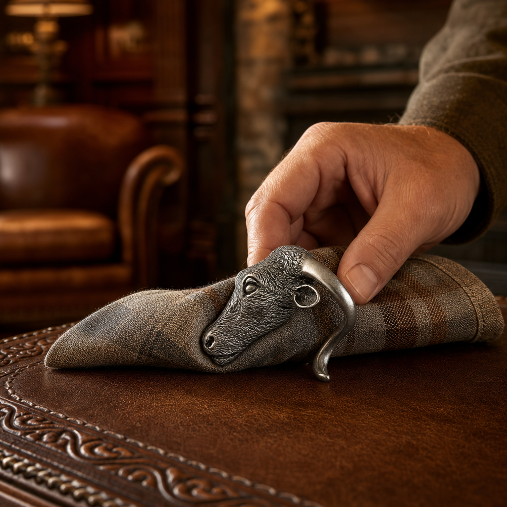 Pewter Steer Head Napkin Ring 6