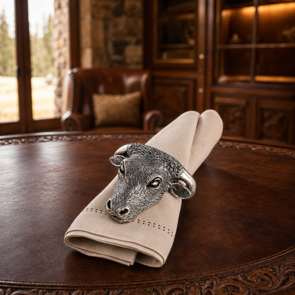Pewter Steer Head Napkin Ring 7
