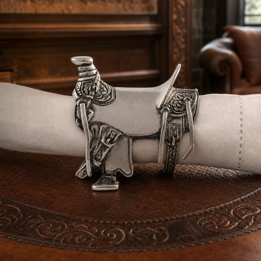 Pewter Cowboy Saddle Napkin Ring 3