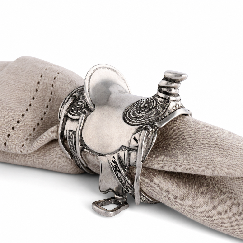Pewter Cowboy Saddle Napkin Ring 10