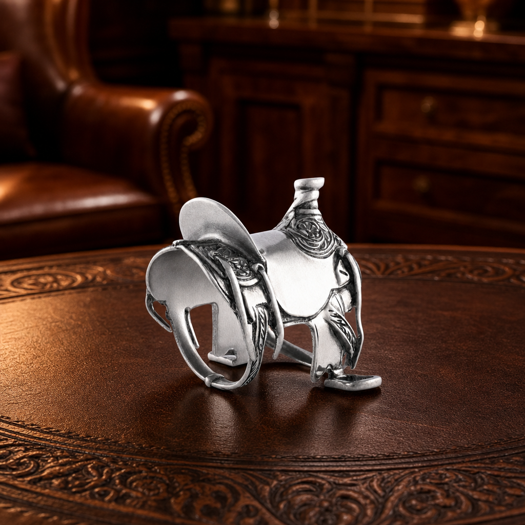 Pewter Cowboy Saddle Napkin Ring 9