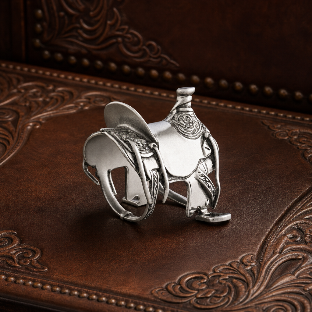 Pewter Cowboy Saddle Napkin Ring 5