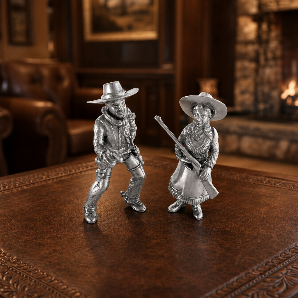 Pewter Cowpoke Couple Salt & Pepper Set 7