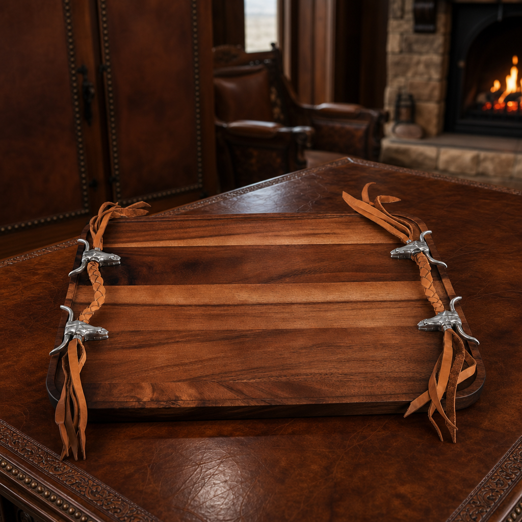 Long Horn Skull Breakfast Tray 9