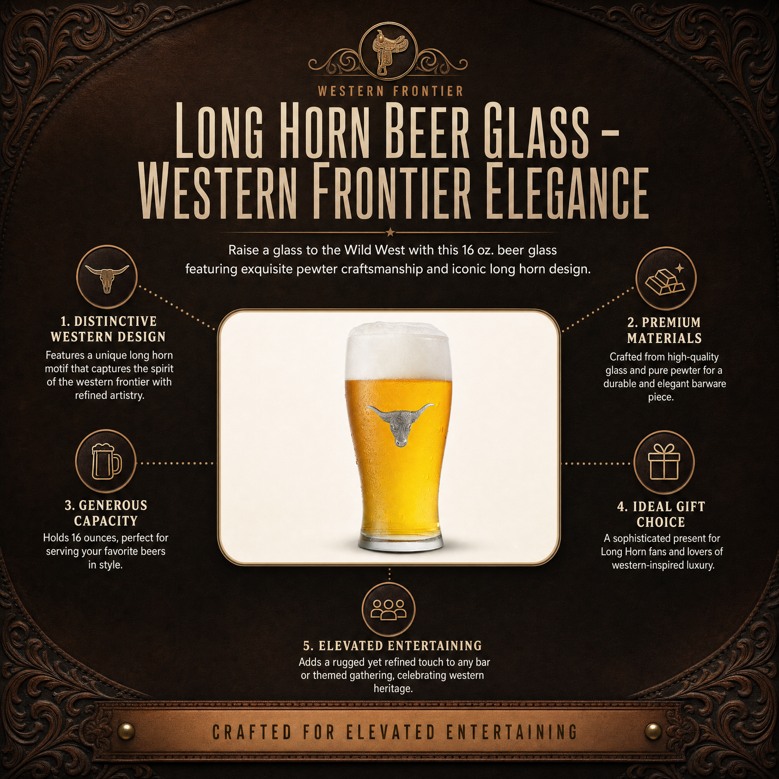 Long Horn Beer Glass 11