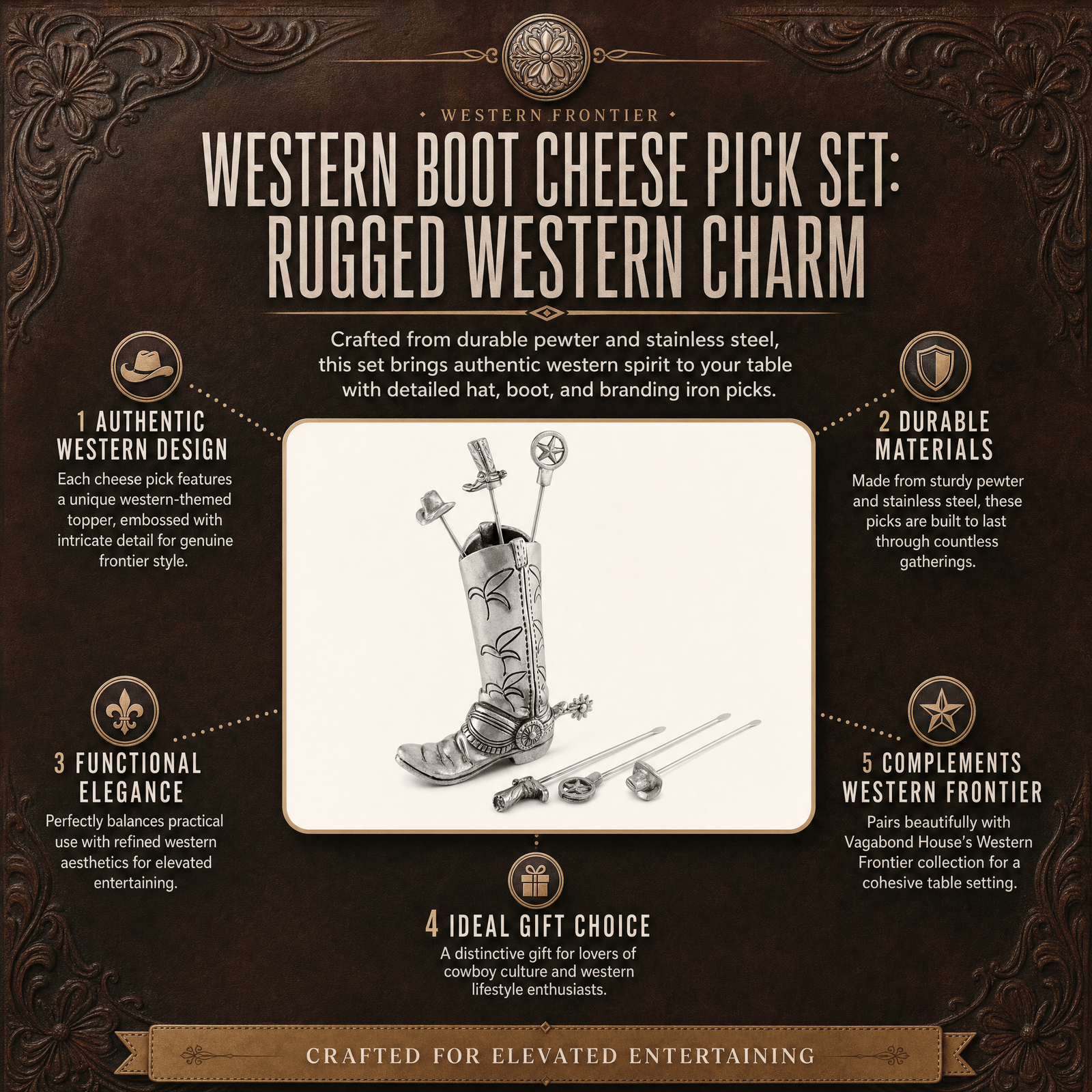 Western Boot Cheese Pick Set 12