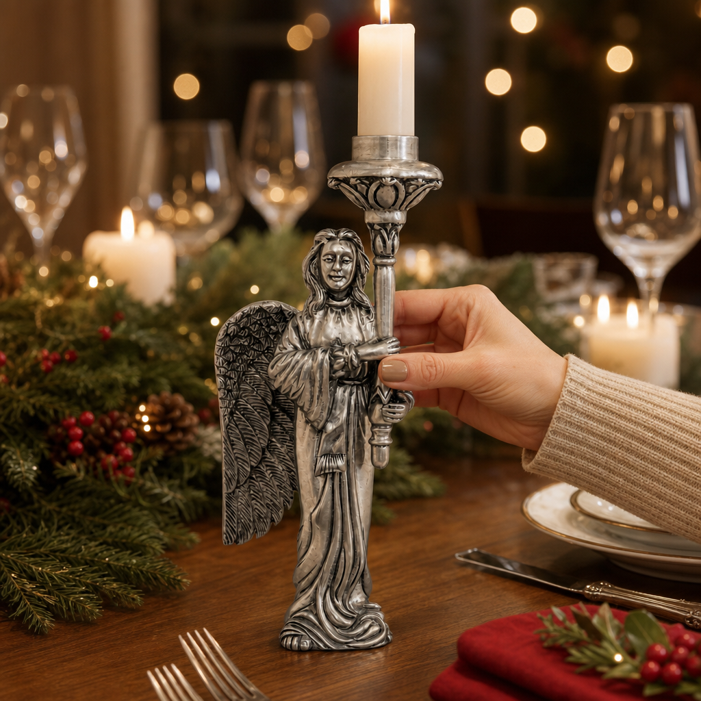 Pewter Angel Candlestick - Short 3