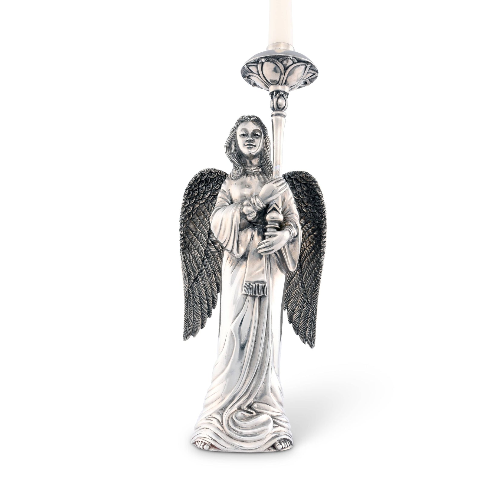 Pewter Angel Candlestick - Tall