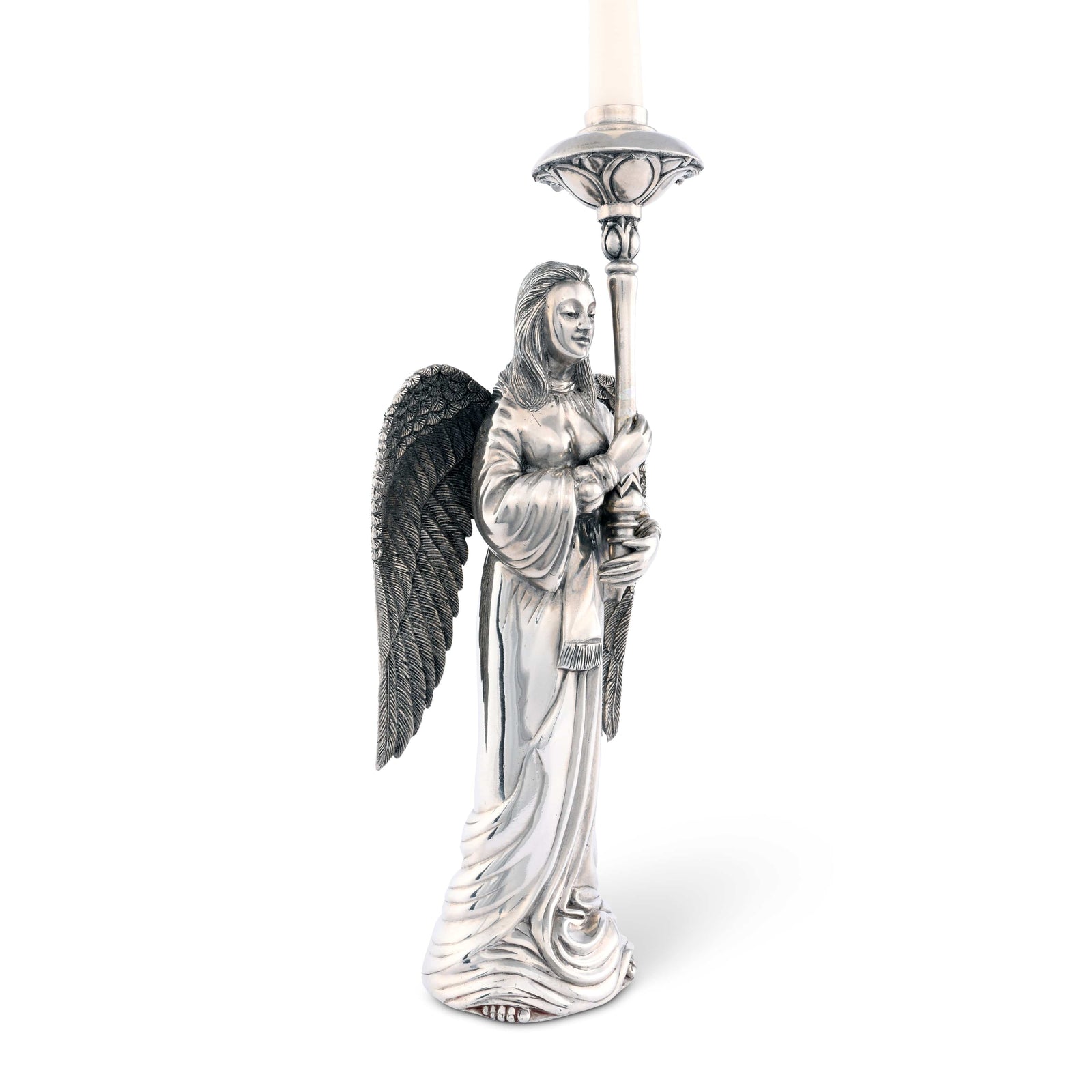 Pewter Angel Candlestick - Tall
