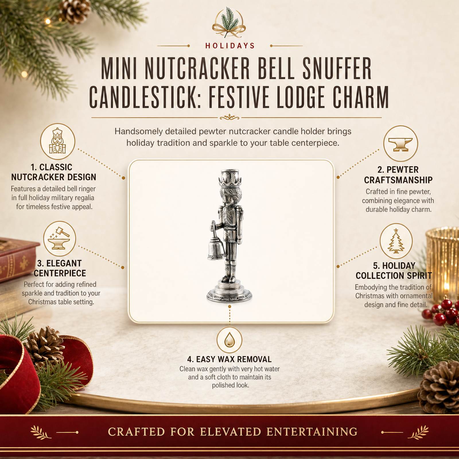 Mini Nutcracker Bell Snuffer Candlestick