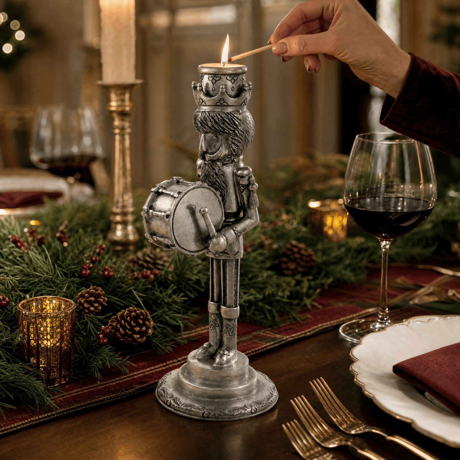 Mini Nutcracker Drummer Candlestick 6