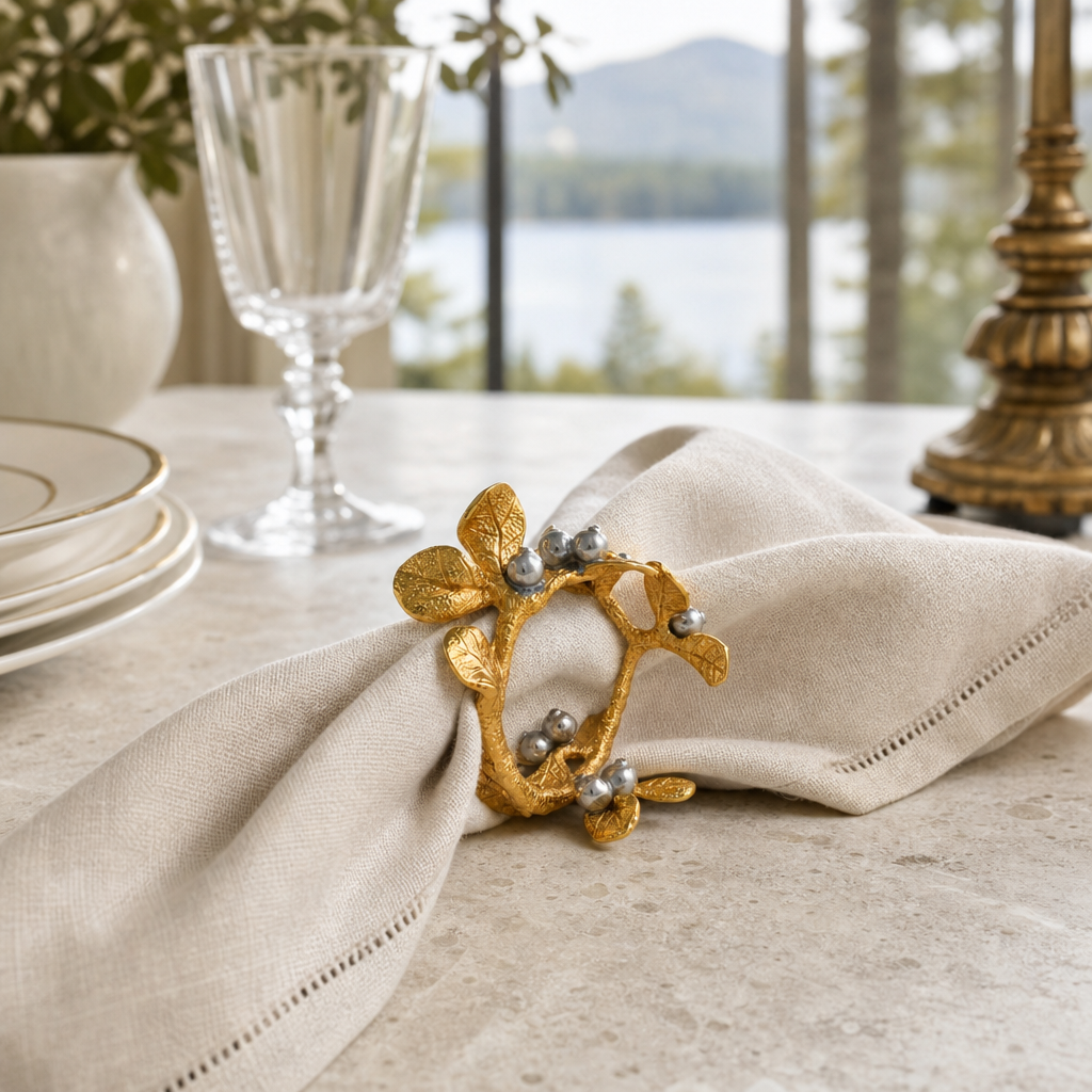 Golden Winter Berry Napkin Ring 6