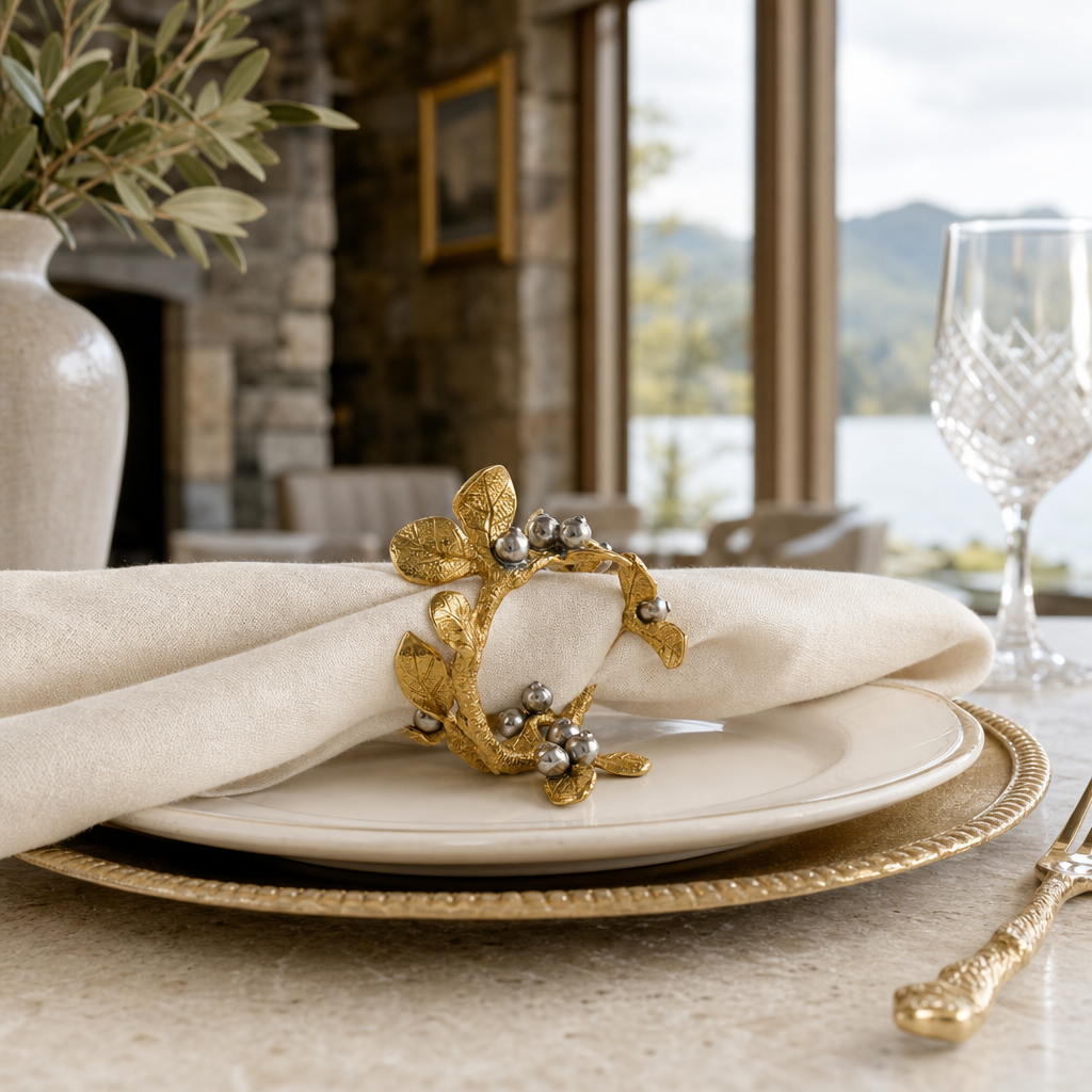 Golden Winter Berry Napkin Ring 3