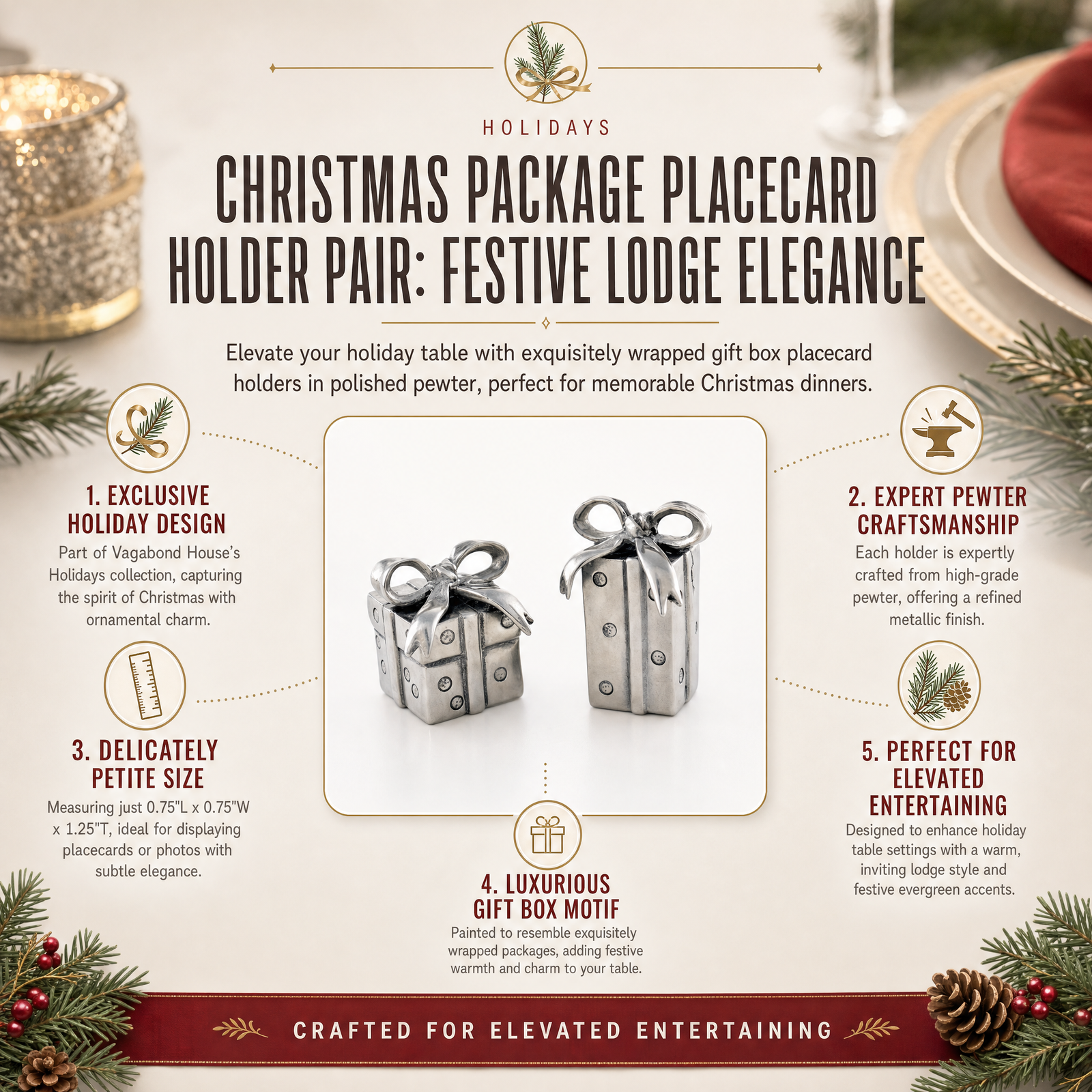 Christmas Package Placecard Holder Pair 1