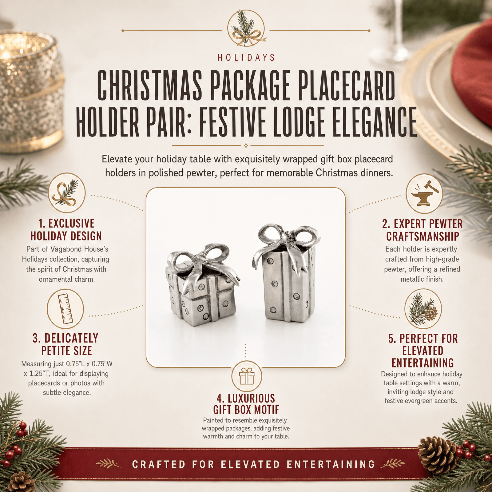Christmas Package Placecard Holder Pair 1