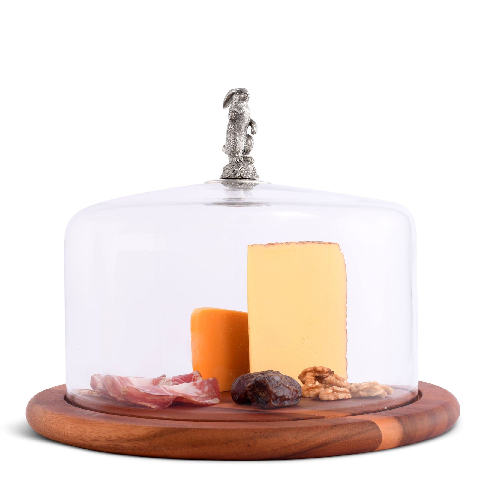 Vagabond House Garden Friends Bunny Glass Covered Cheese Wood Board