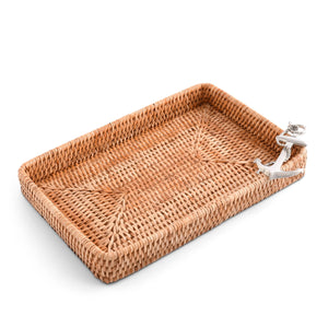Vagabond House Sea and Shore Anchor Catchall Tray Hand Woven Wicker Rattan