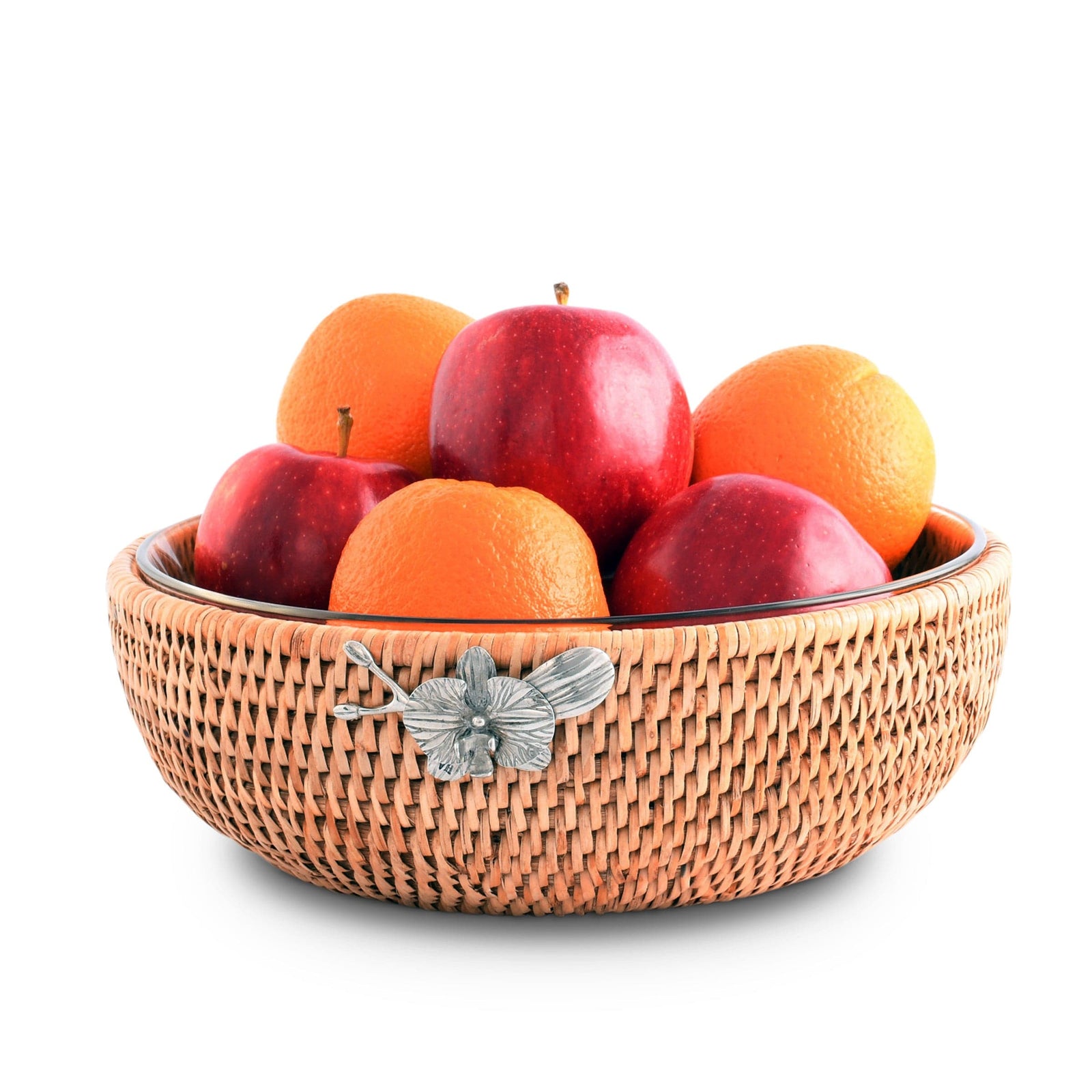 Vagabond House Tropical Tales Orchid Hand Woven Wicker Natural Rattan Serving Bowl