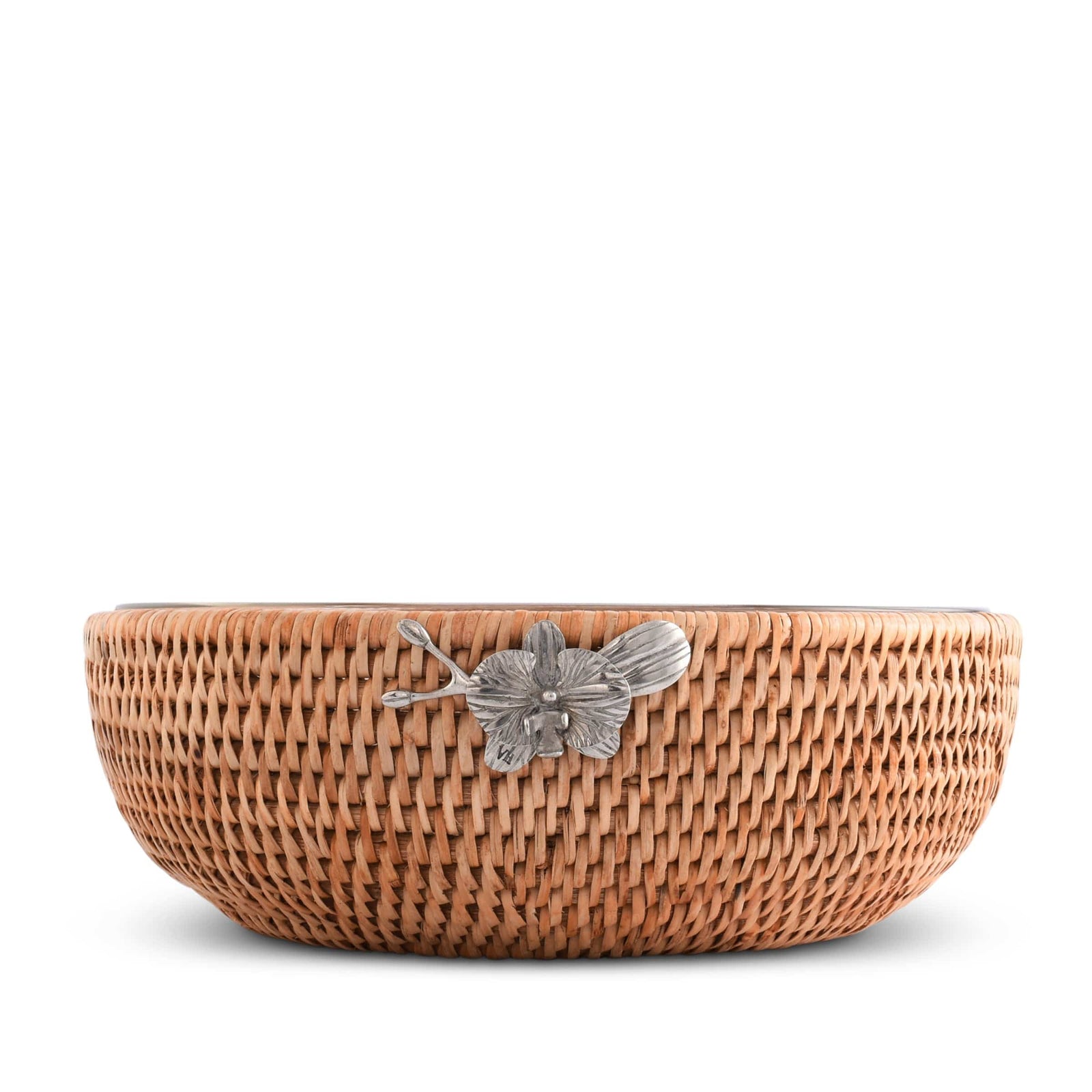 Vagabond House Tropical Tales Orchid Hand Woven Wicker Natural Rattan Serving Bowl