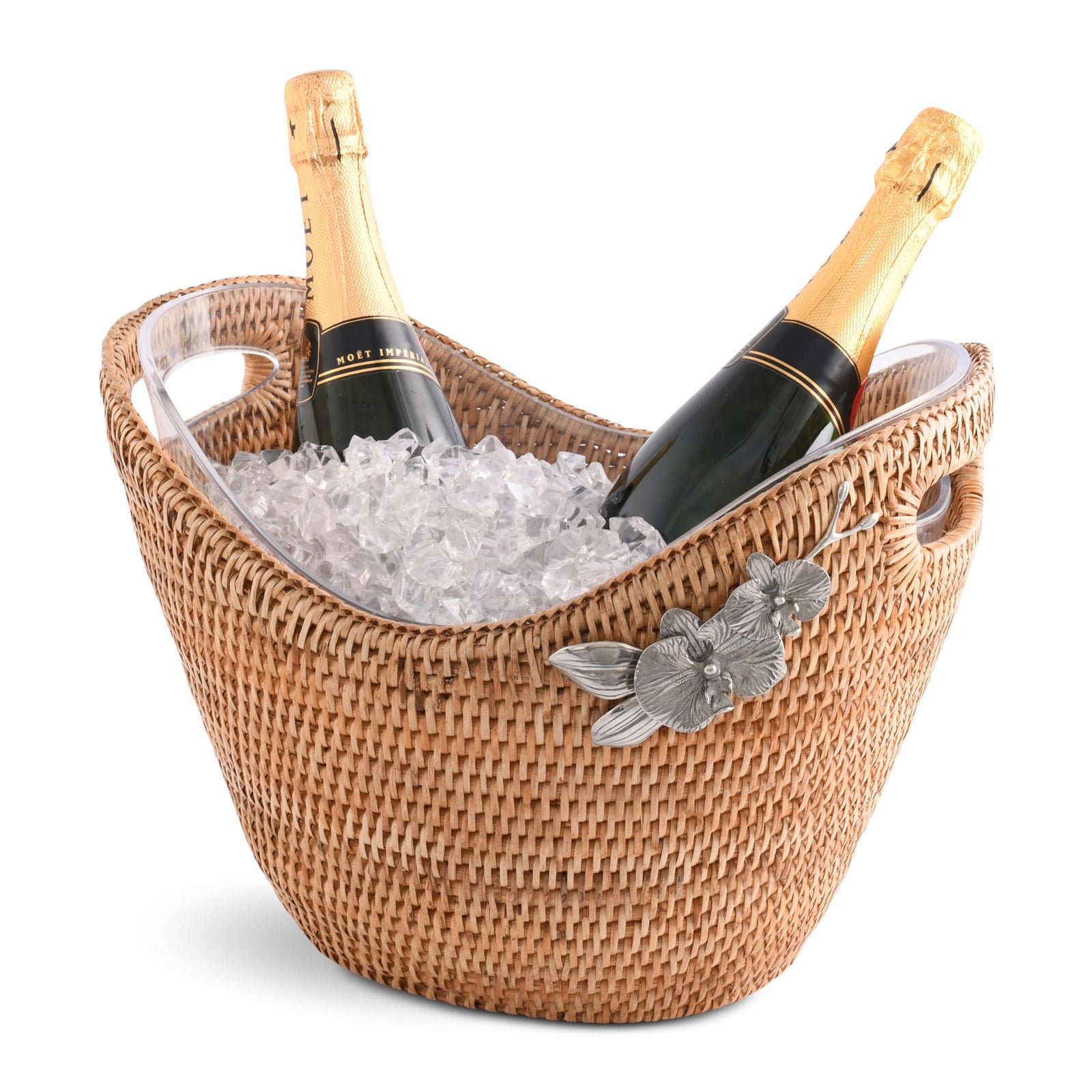 Vagabond House Tropical Tales Orchids Hand Woven Wicker Rattan Champagne / Ice Tub