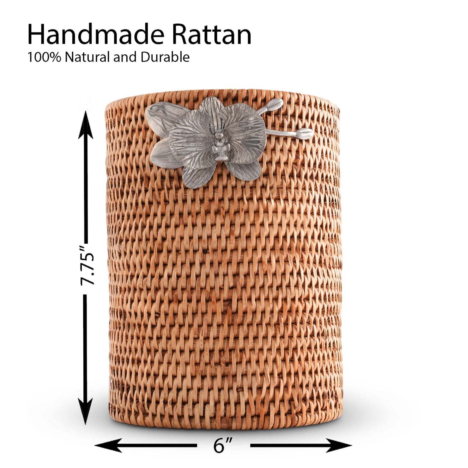 Vagabond House Tropical Tales Orchids Hand Woven Wicker Rattan Utensils Holder