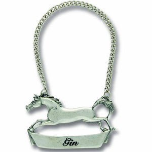Vagabond House Equestrian Gin Pewter Galloping Steed Decanter Tags