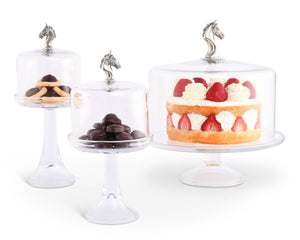 Vagabond House Equestrian Horse Glass Covered Cake / Dessert Stand