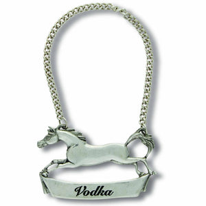 Vagabond House Equestrian Vodka Pewter Galloping Steed Decanter Tags